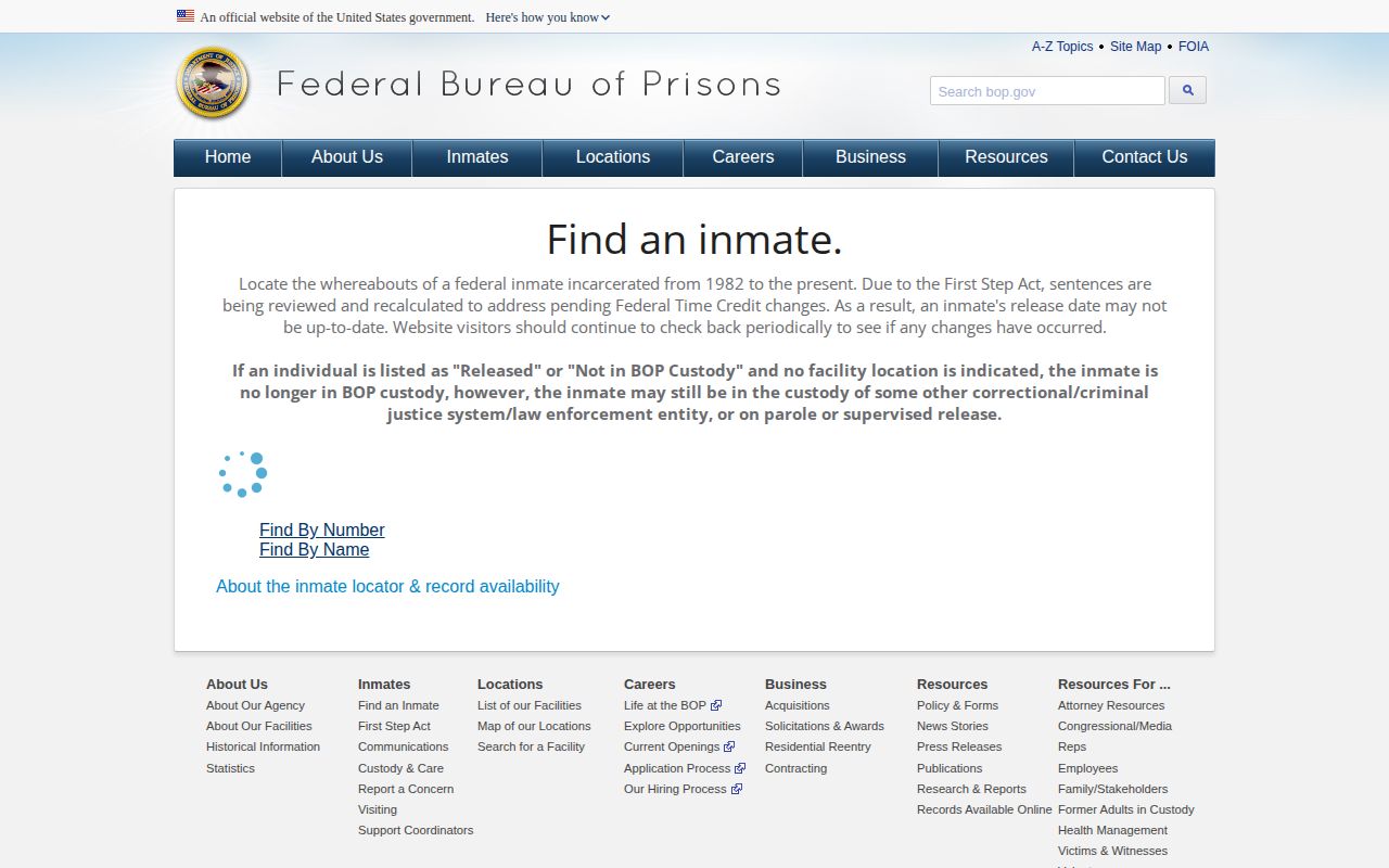 Charles City federal inmate BOP release name and number lookup